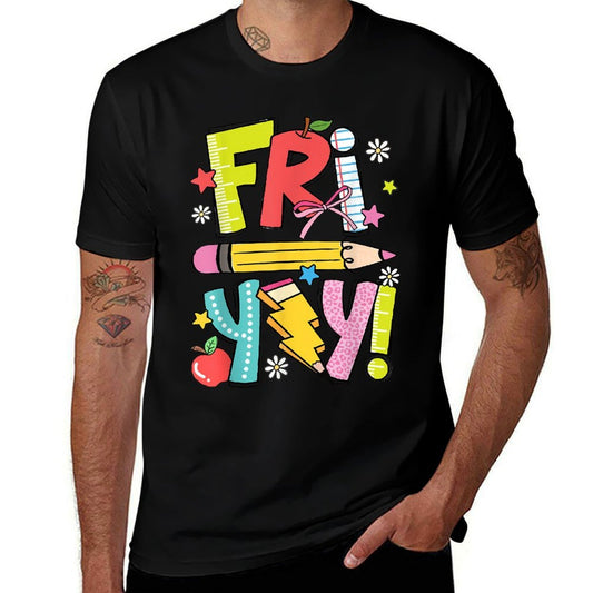 Retro Teacher Fri-Yay Dalmatian Teacher Team Back To School Men Women Girls Kids  Rolled Sleeves T-Shirt