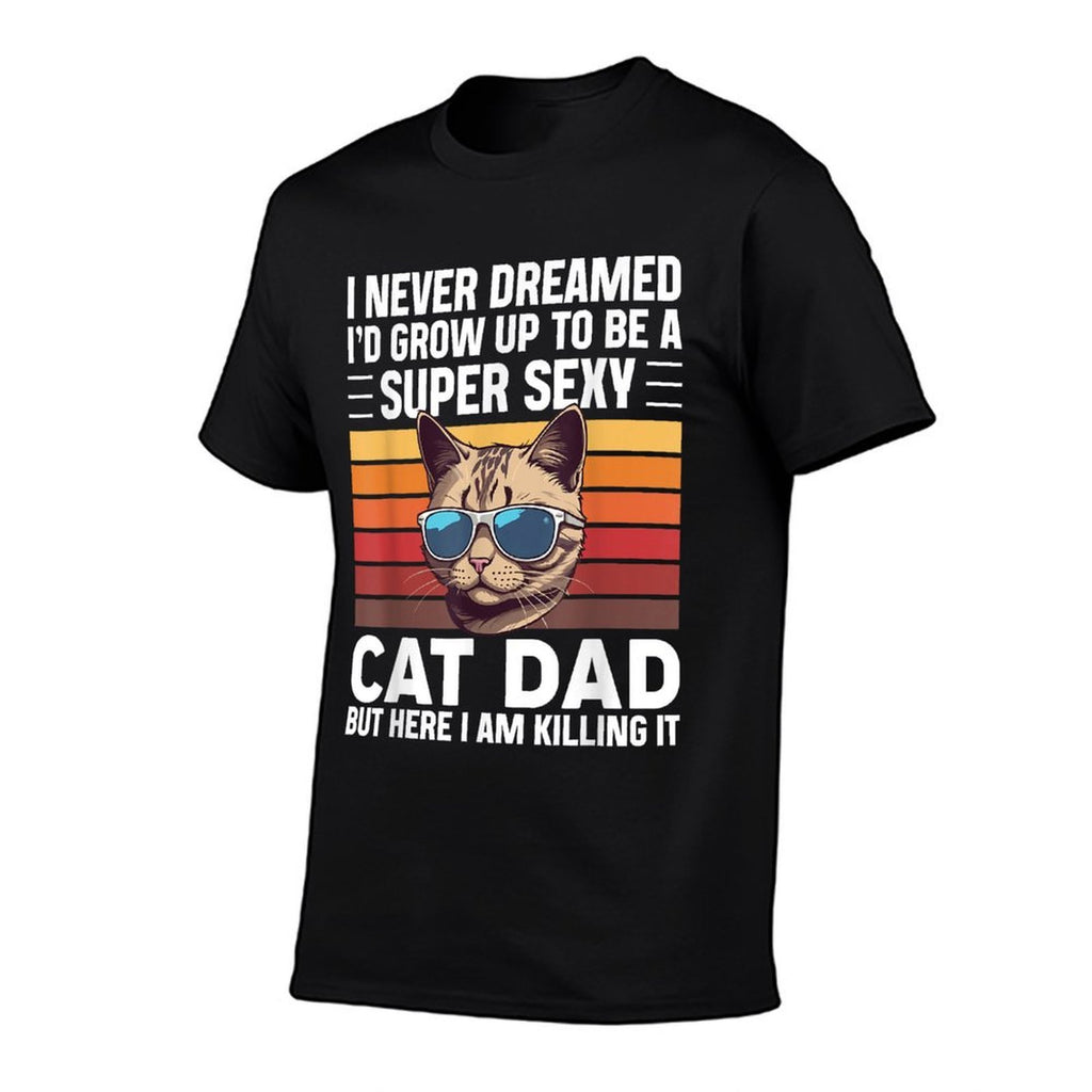 Super Sexy Cat Dad Funny Cat Father Best Cat Dad  Heathered Texture T-Shirt