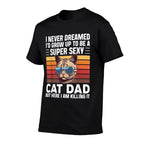 Super Sexy Cat Dad Funny Cat Father Best Cat Dad  Heathered Texture T-Shirt
