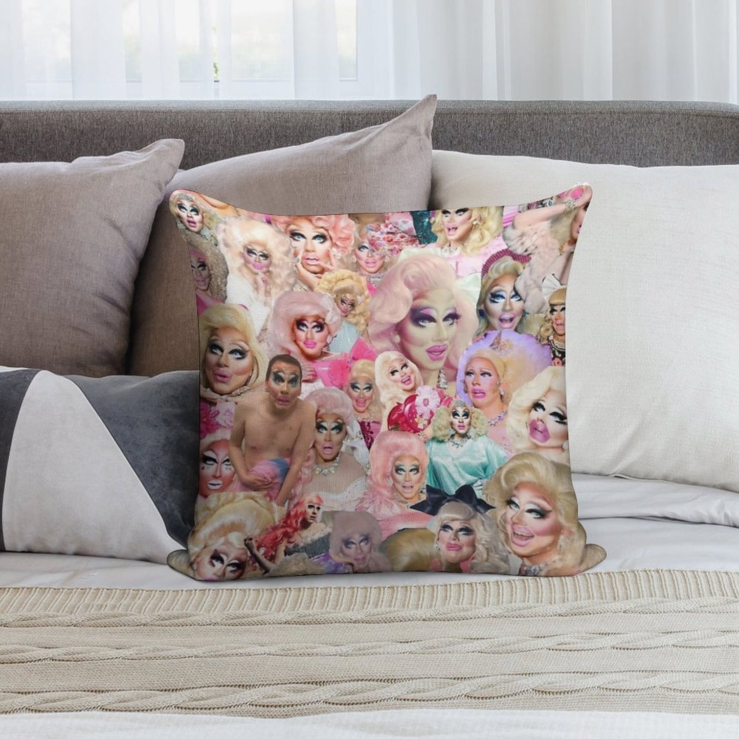 Trixie Mattel Collage Soft Luxury Feel Throw Pillow