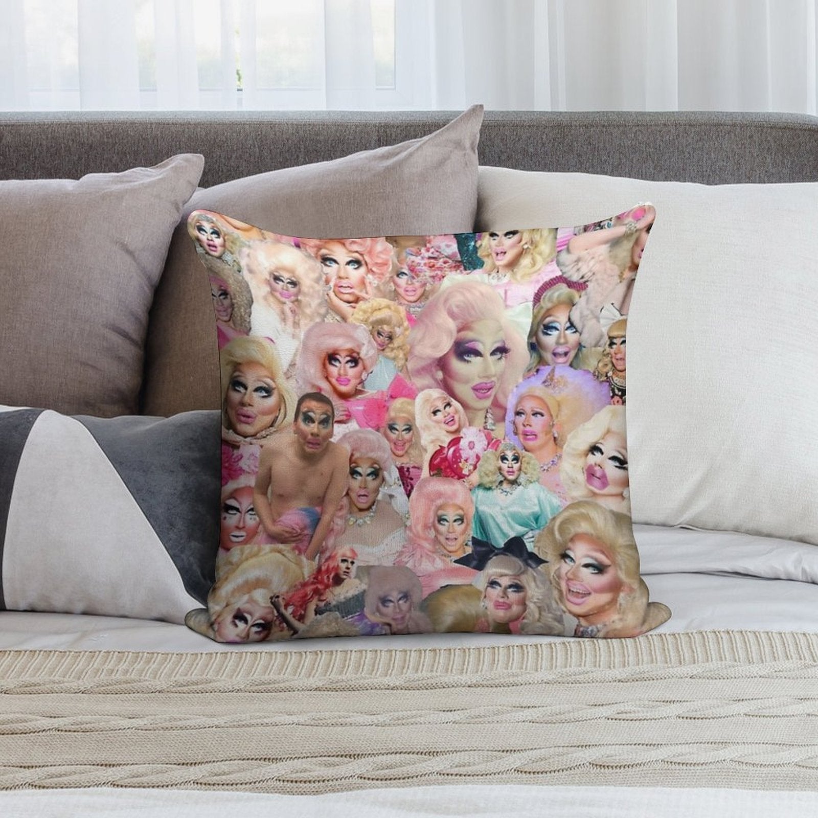 Trixie Mattel Collage Soft Luxury Feel Throw Pillow