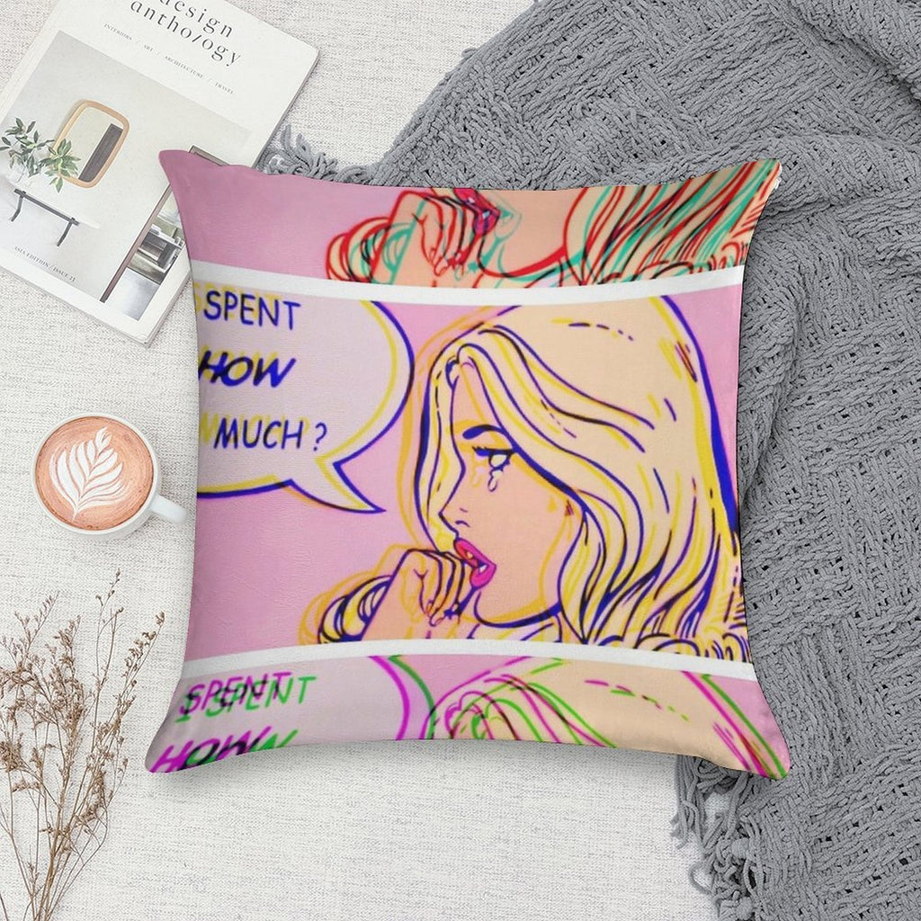I Spent How Much Comic Pop Art Print Soft Multiple Sizes Throw Pillow