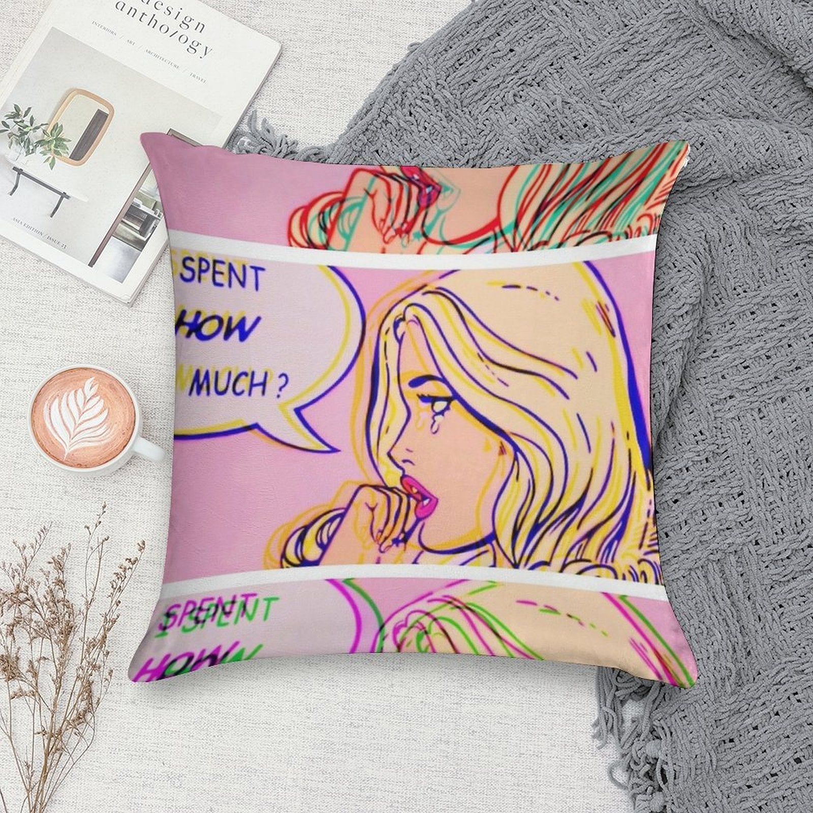 I Spent How Much Comic Pop Art Print Soft Multiple Sizes Throw Pillow