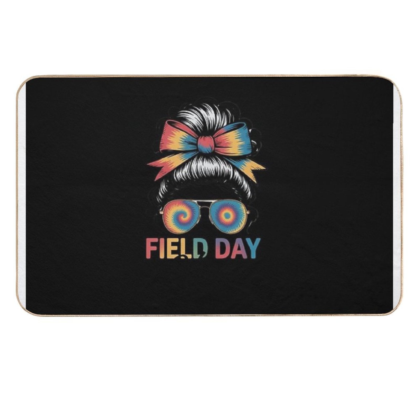 School Field Day Fun Messy Bun Tie Dye Field Day 2025  Toxin-Free Bath Mat