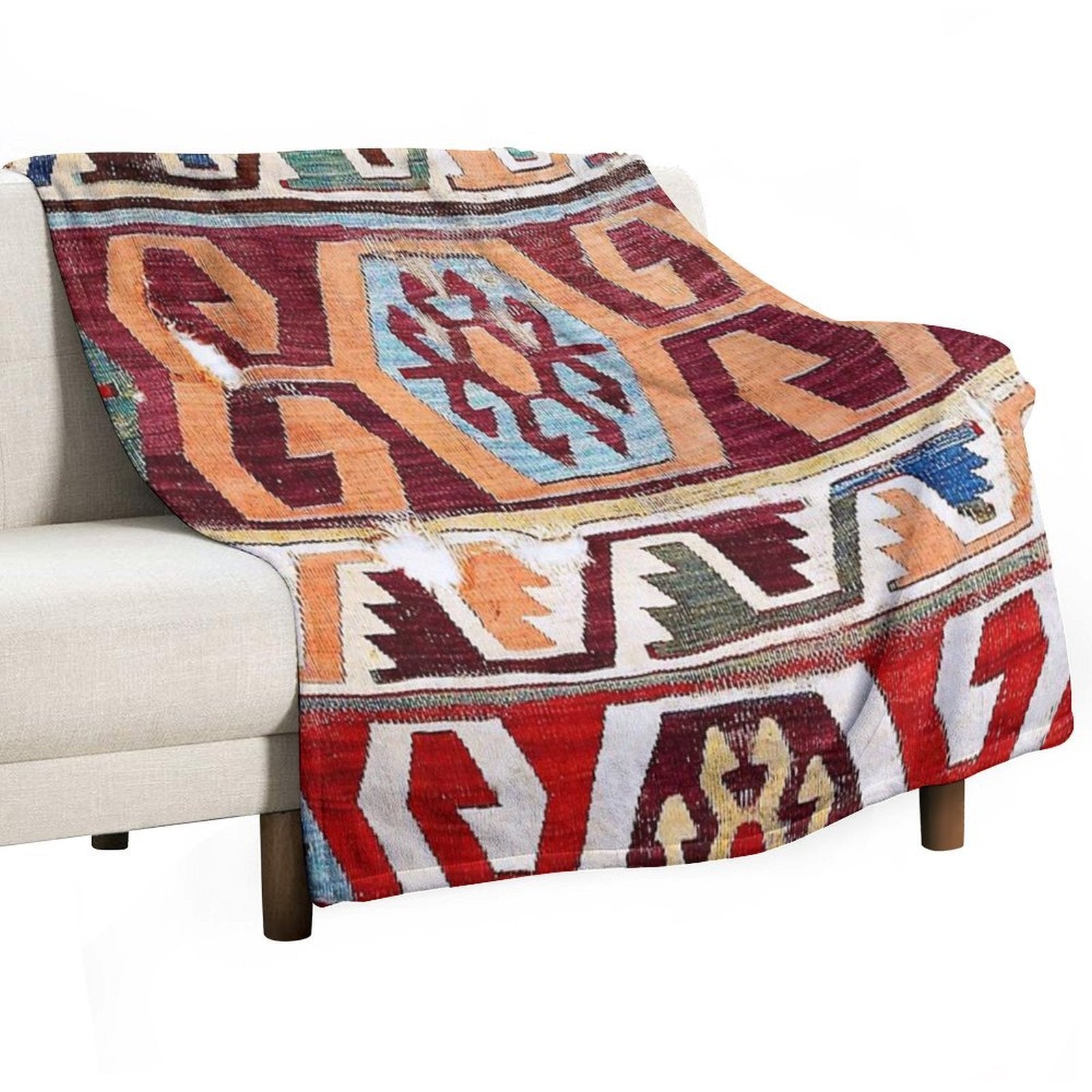 Konya 18th Century Central Anatolian Kilim Print Premium Throw Blanket