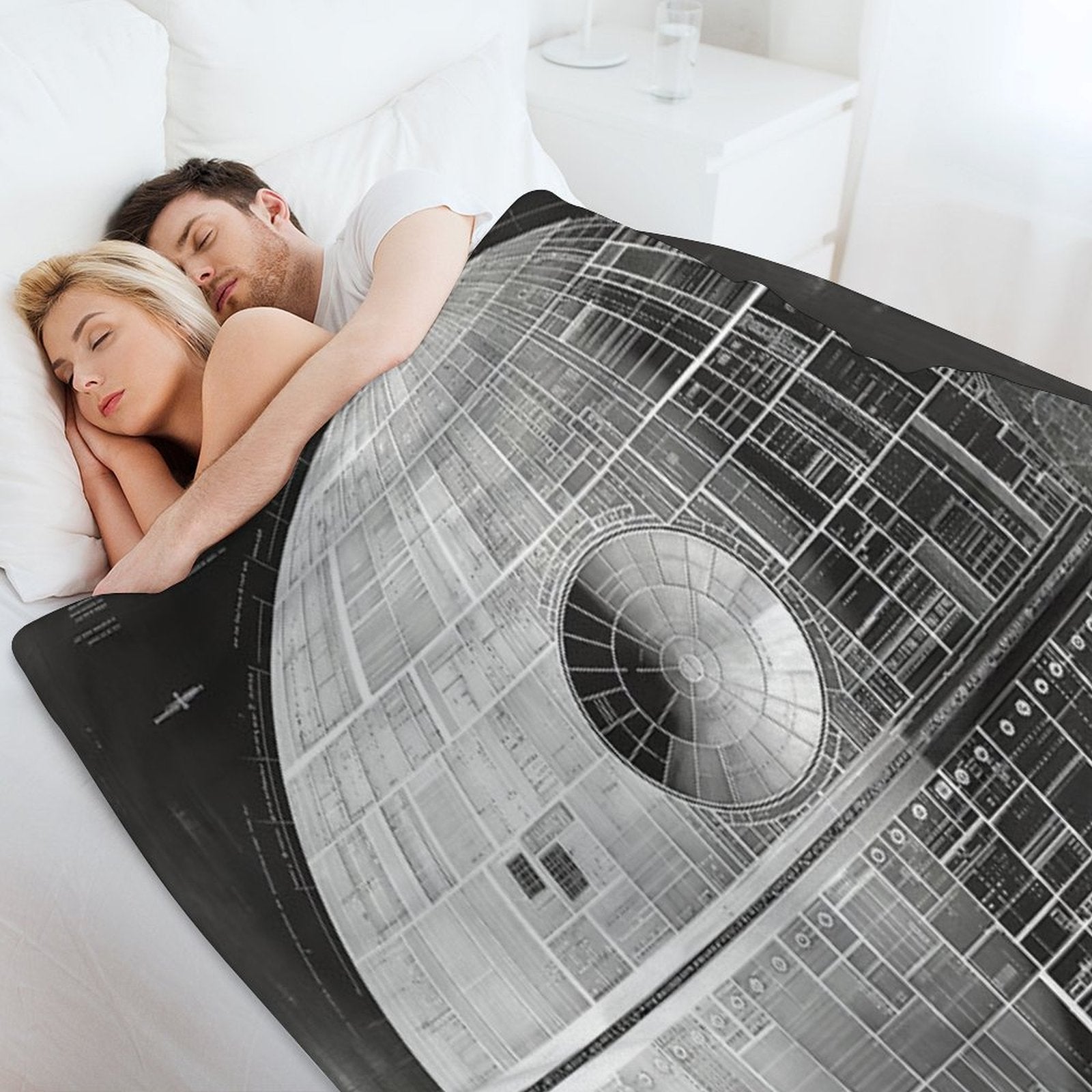 Death Star Blueprint Starship Fan Art Eco-conscious Throw Blanket