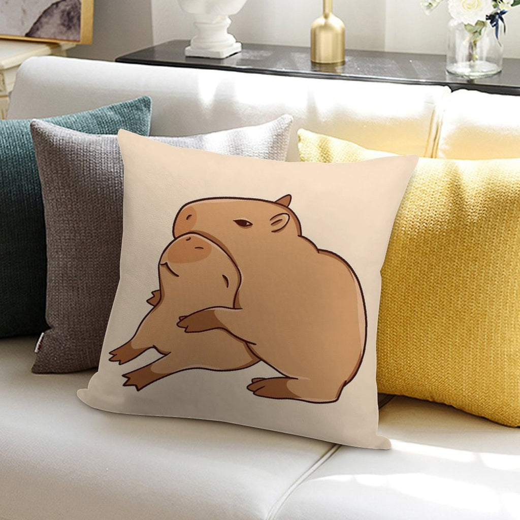 Hugging Capybaras Soft Easy Maintenance Throw Pillow
