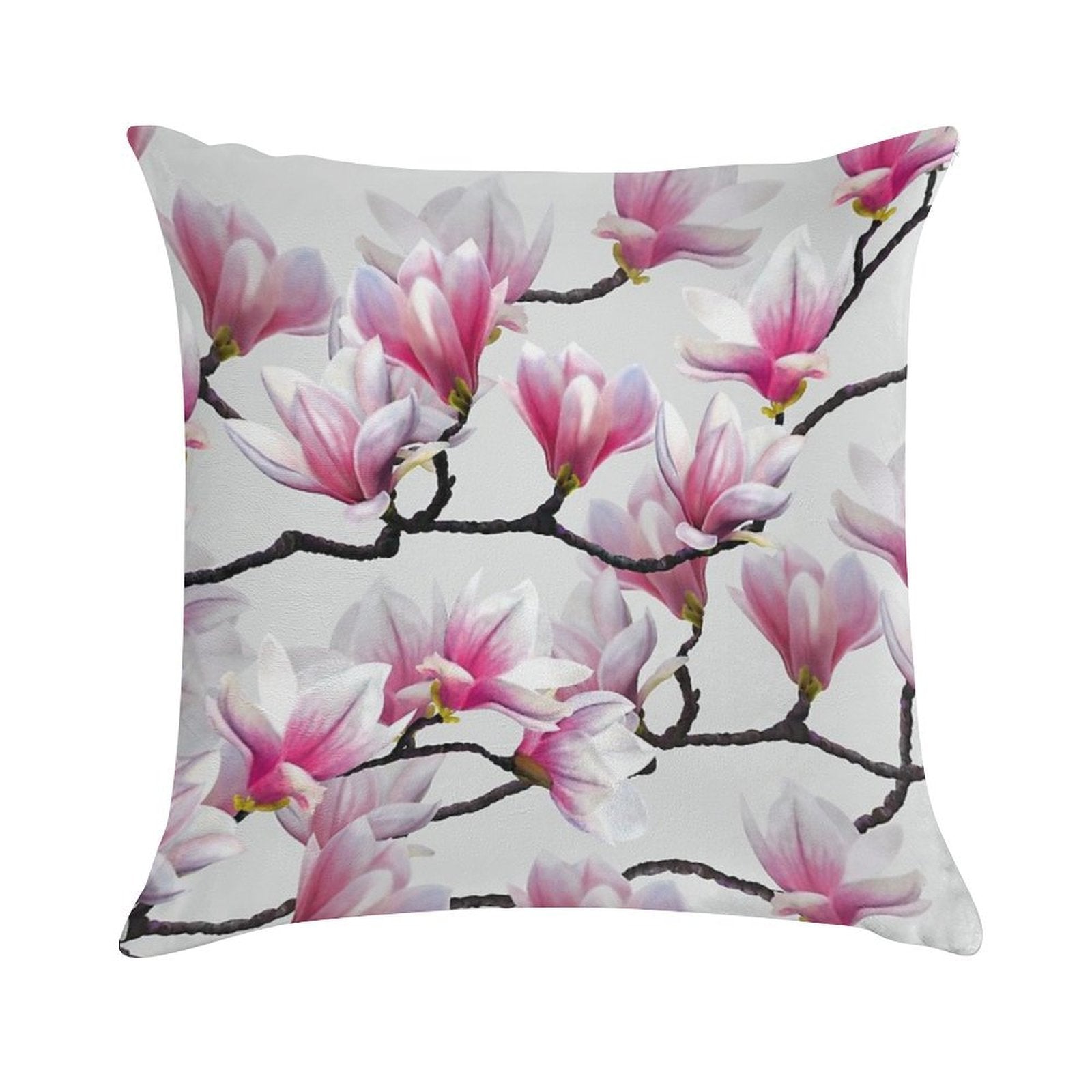 Pink Springtime Magnolia Blossom Soft Luxury Feel Throw Pillow