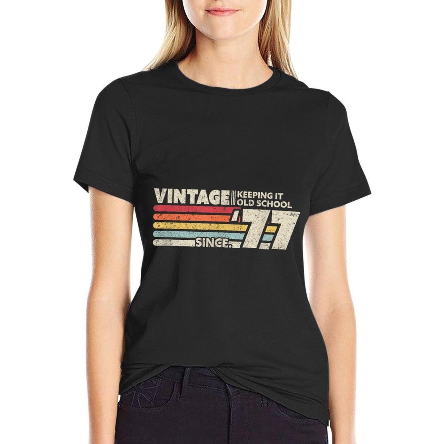 1977 Vintage, Keeping It Old School Since '77 Retro Birthday  Slim-fit Cut T-Shirt