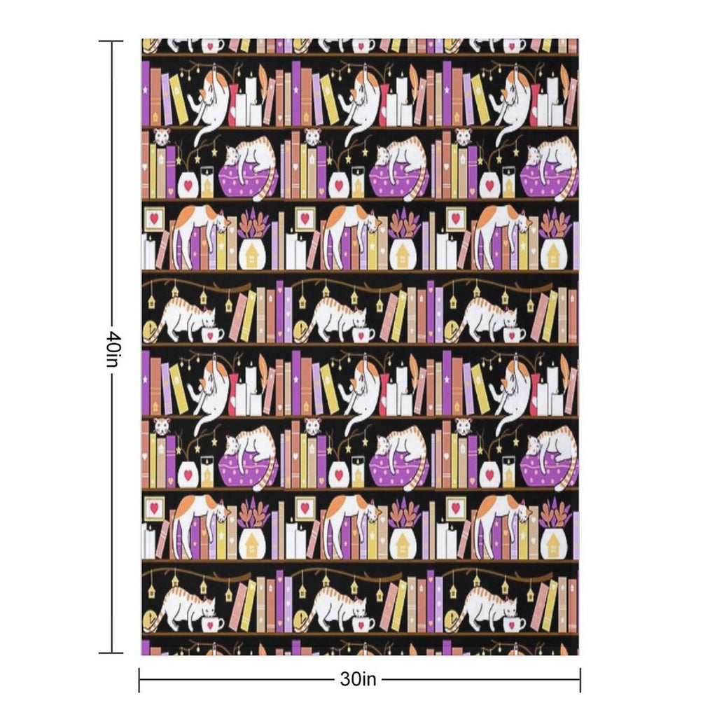 Library Cats - Dreamy Violet Sustainable Throw Blanket