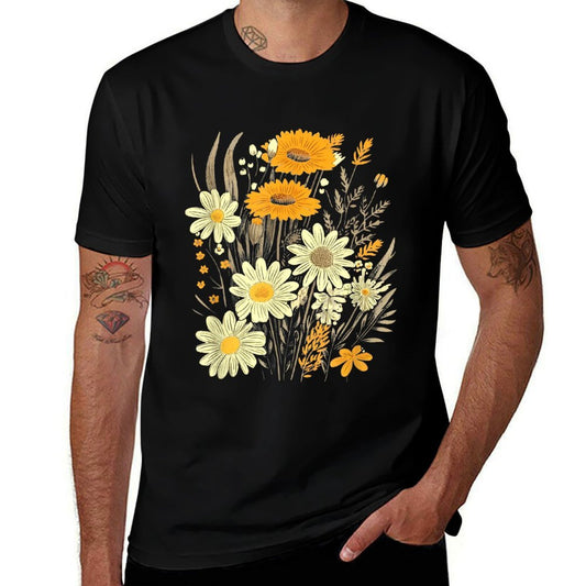 Vintage Cottagecore Wildflower Bouquet Retro Botanical  Trendy Pattern T-Shirt