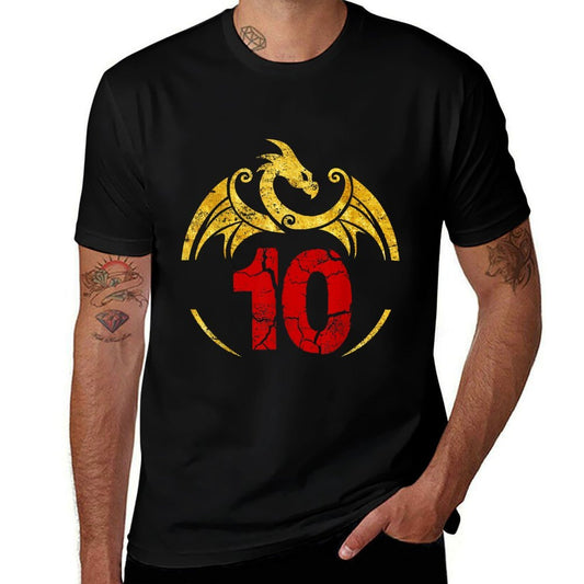 10th Birthday Gift Dragon  Oversized Silhouette T-Shirt