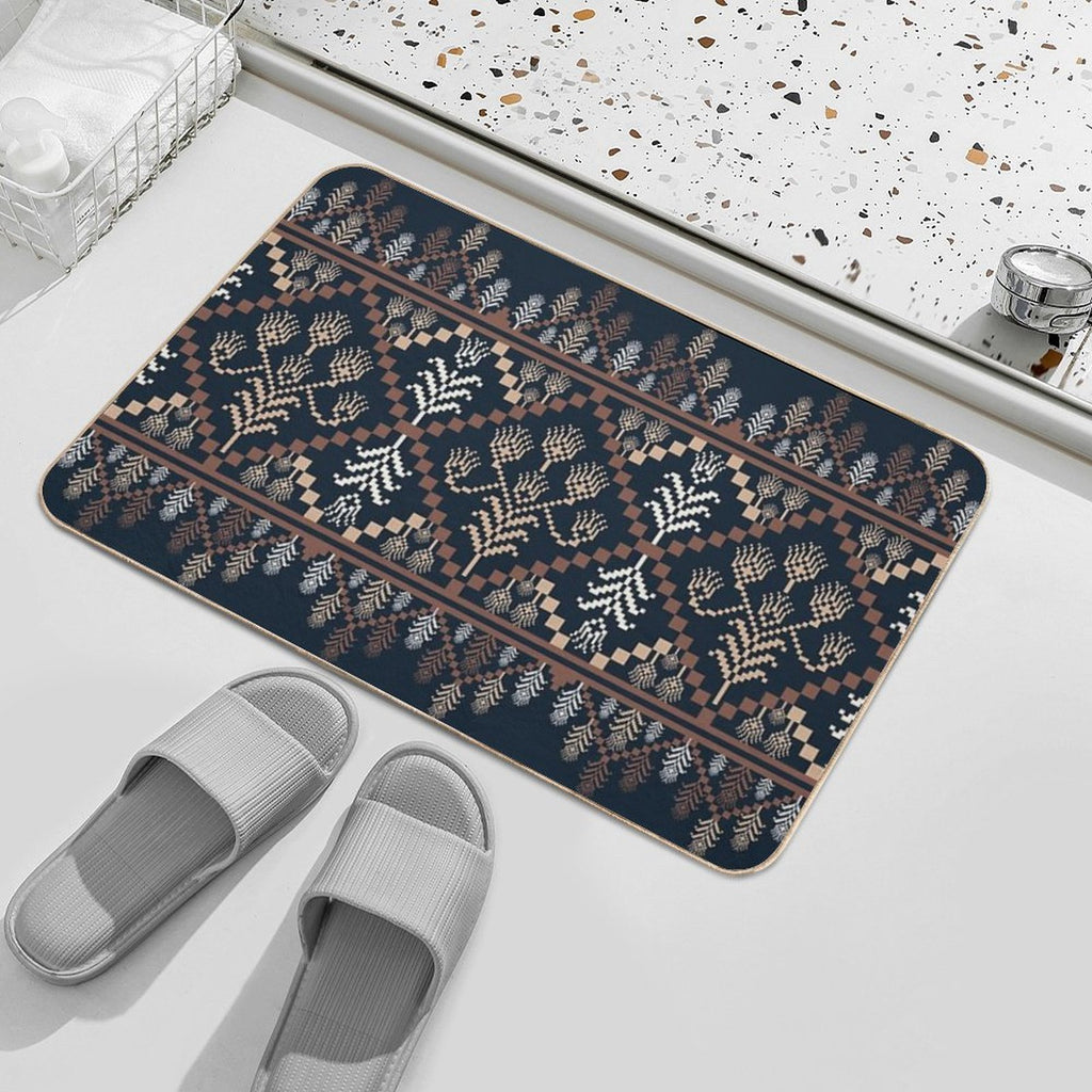 Rustic Floral Weave  Long-Lasting Bath Mat