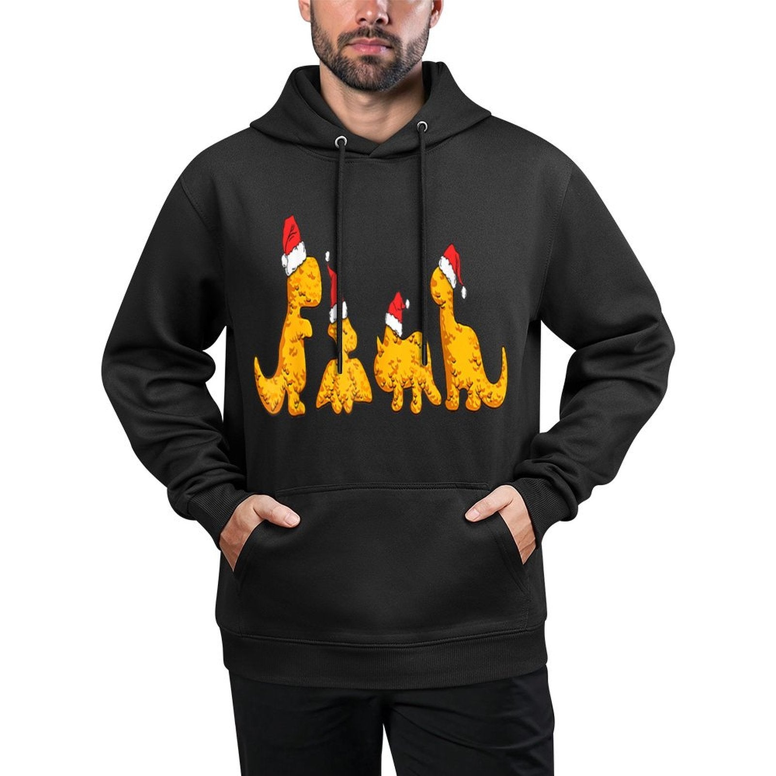 Dino Chicken Nuggets Funny Dinosaur Shape Nuggets Christmas Medium-Weight Fabric Hoodie