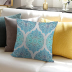 Through Ocean & Sky - Turquoise & Blue Moroccan Pattern Soft Luxury Feel Throw Pillow
