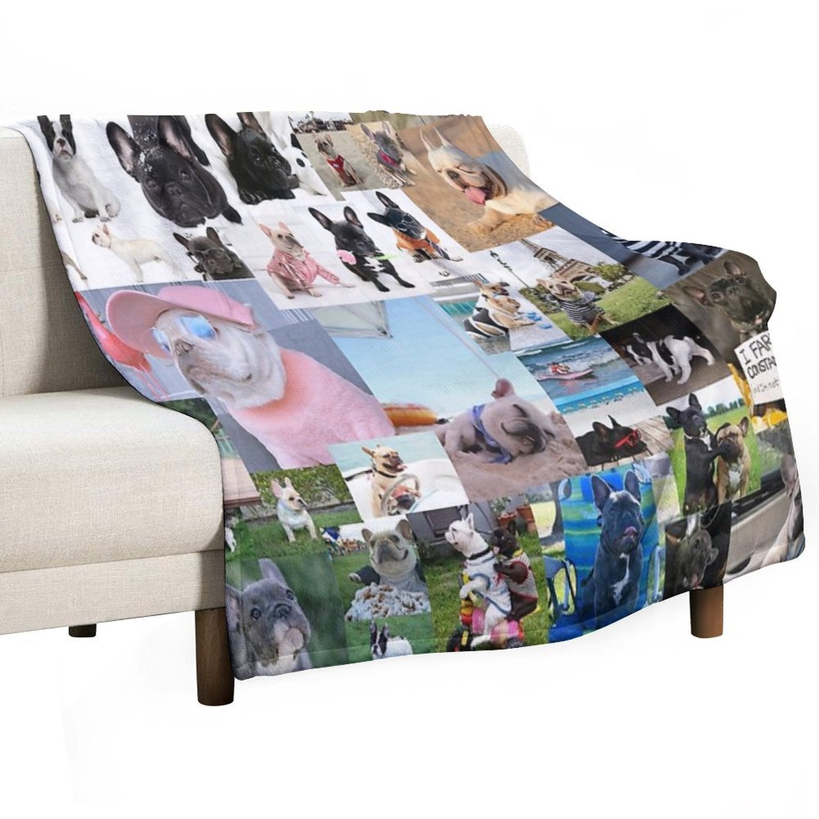 French Bulldog Collage Quick-dry Throw Blanket