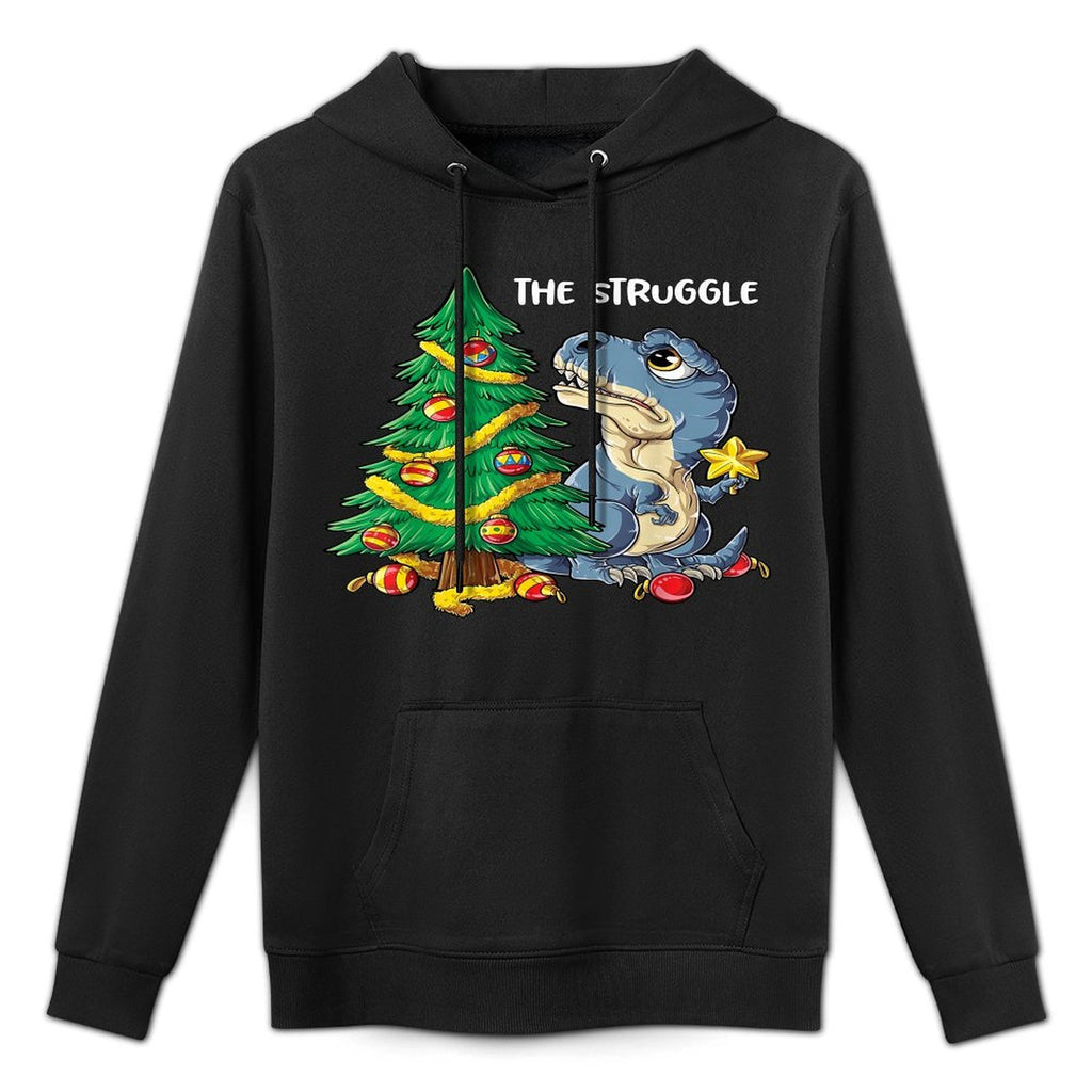 Dinosaur Christmas Tree Rex The Struggle Boys Xmas Pyjamas Colorfast Hoodie