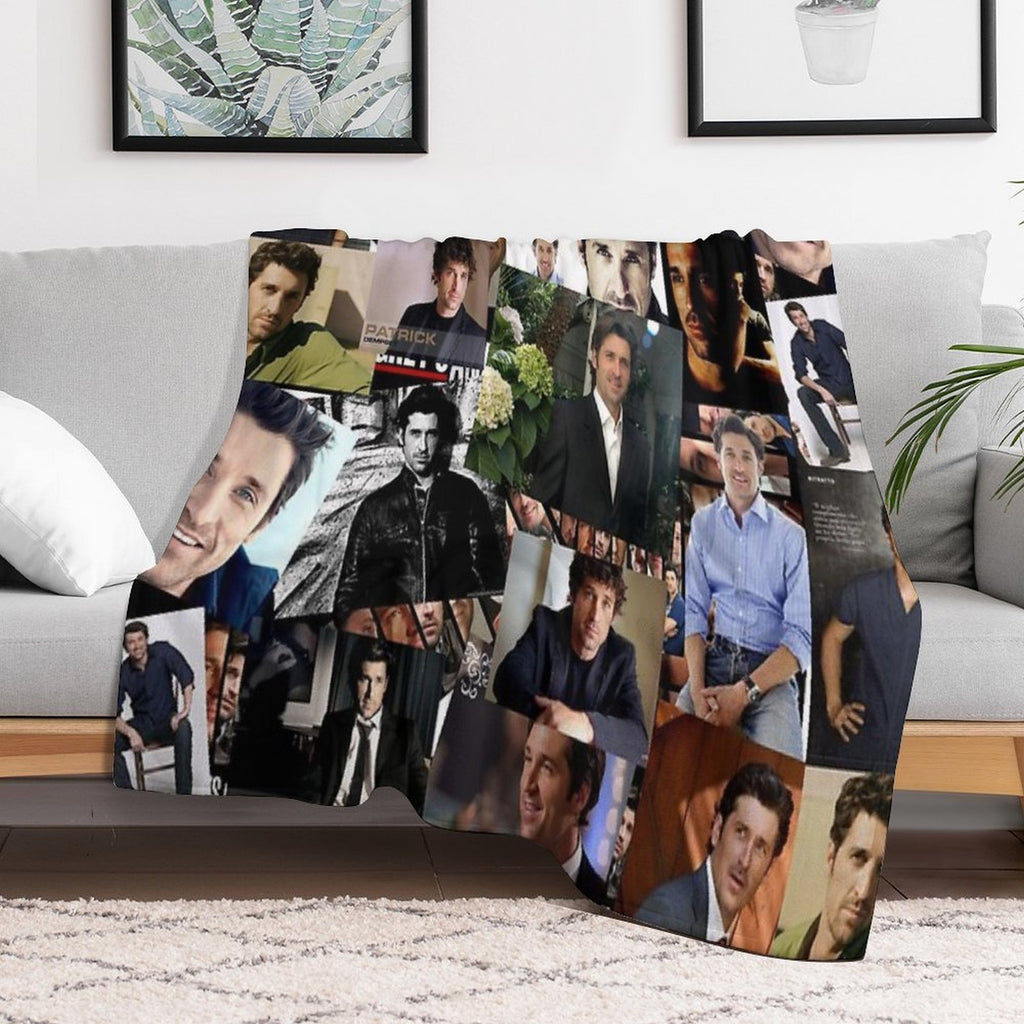 Patrick Dempsey Abstract Collage Travel-friendly Throw Blanket