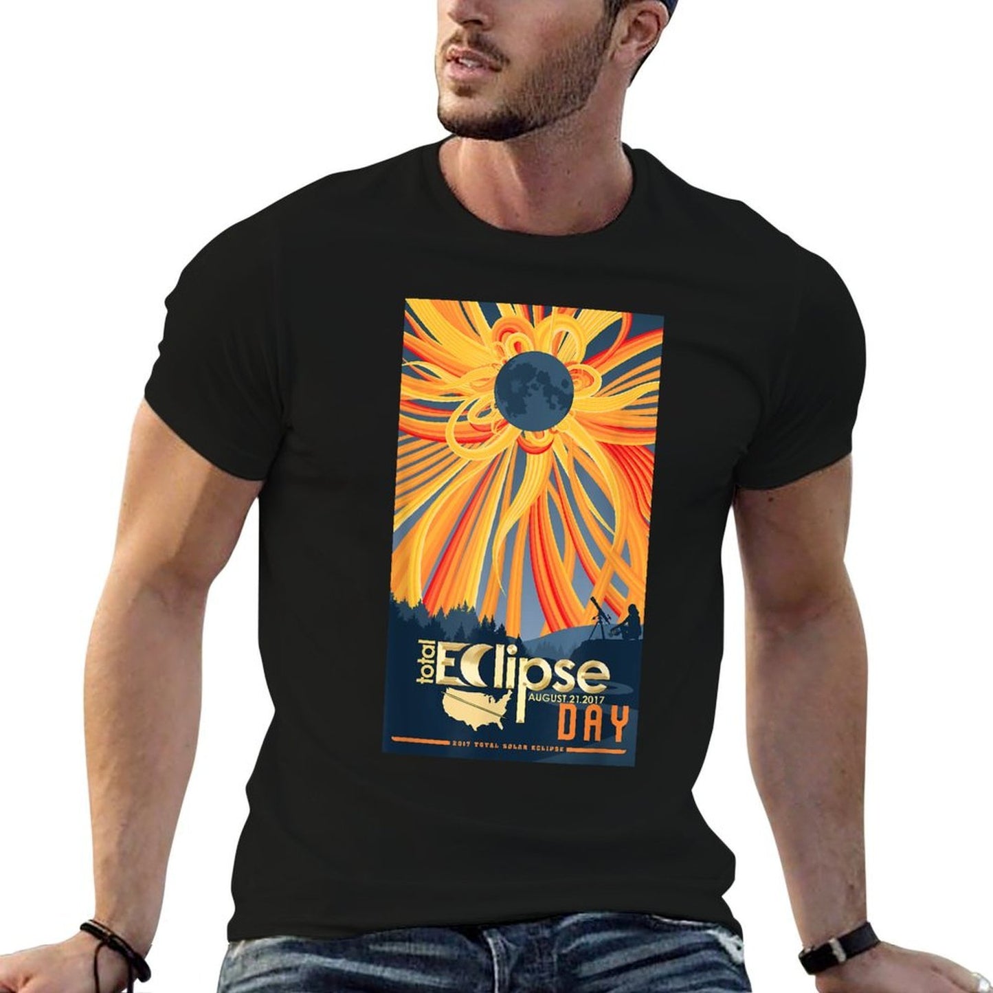 Total Solar Eclipse Tshirt August 21 2017 Sun Eclipse  Fade-proof Color T-Shirt