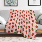 STRAWBERRY AND FLOWER PATTERN  VSCO Lightweight Throw Blanket