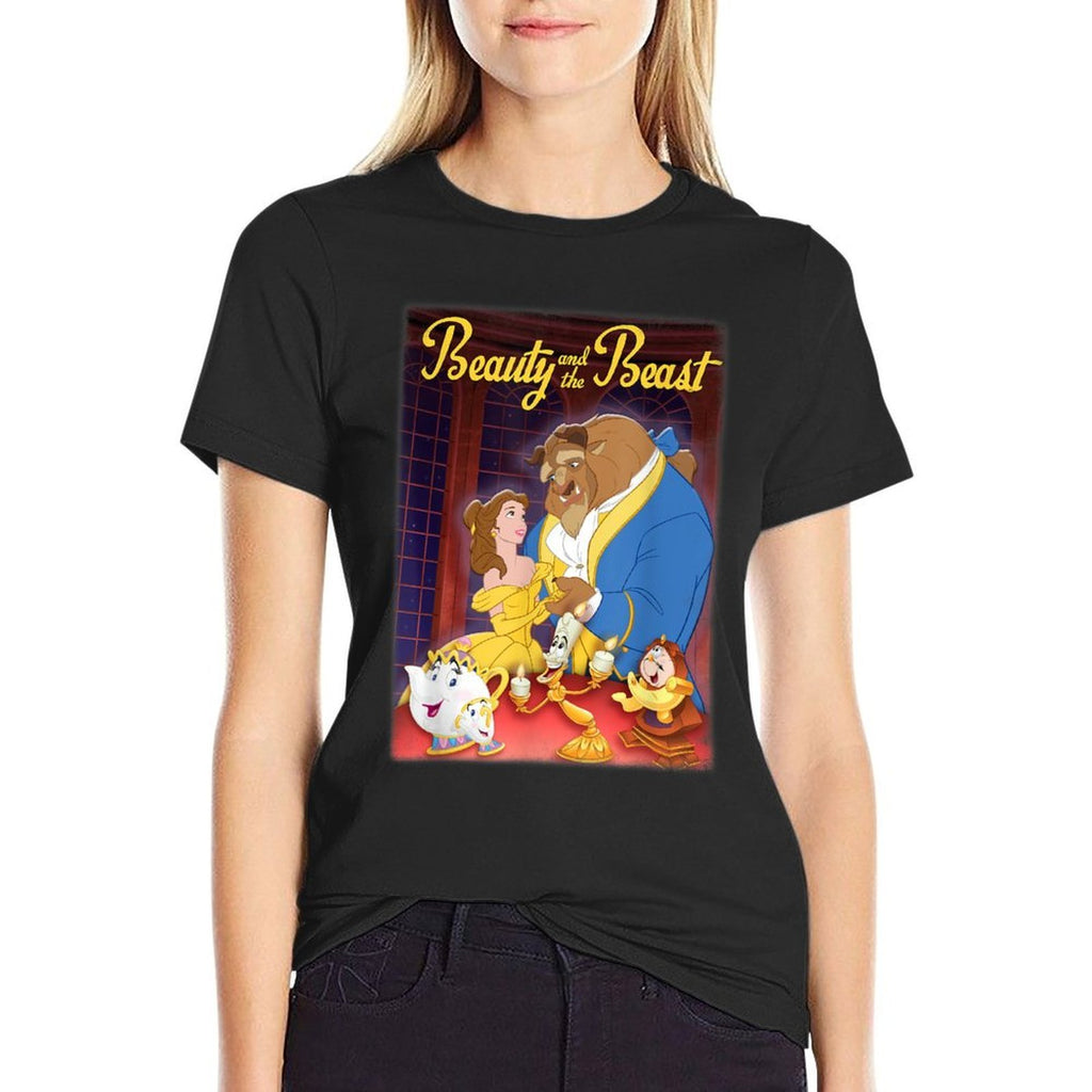Disney Beauty And The Beast Distressed Movie Poster  Lightweight T-Shirt