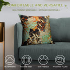 FLYING CRANES AND SPRING FLOWERS Antique Japanese Floral Soft Hidden Zipper Throw Pillow