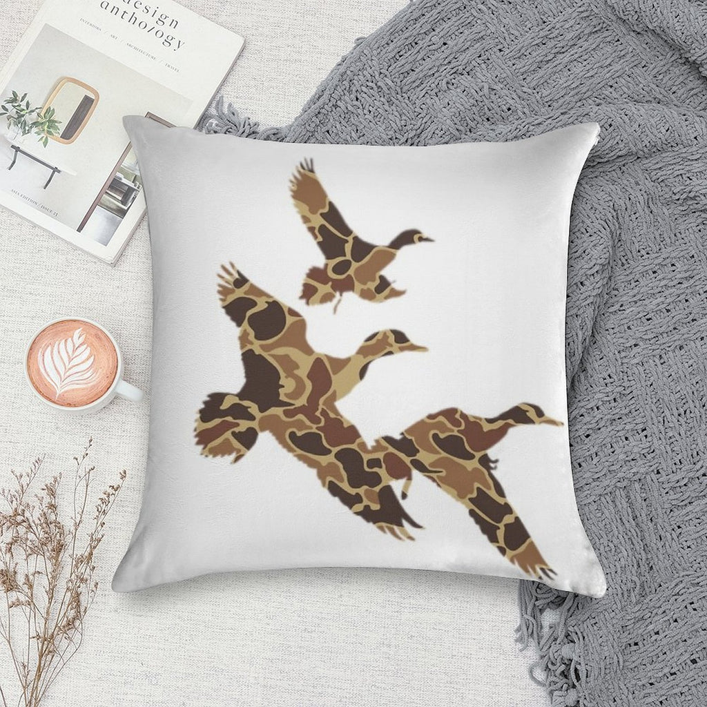Camo Ducks Flying Soft Skin-Friendly Throw Pillow