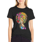Afro Women Flowers Butterfly Latina African American Melanin  Moisture-wicking T-Shirt