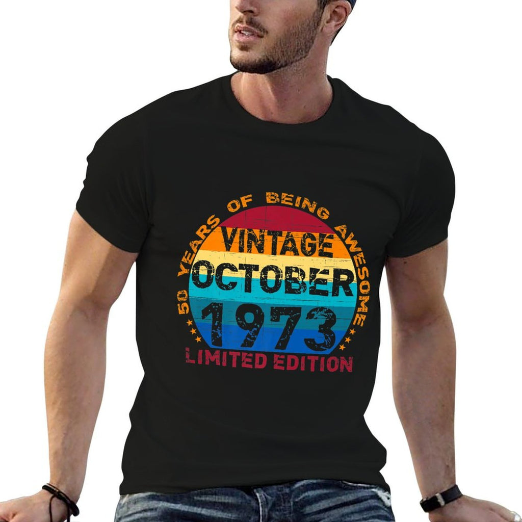 50 Years Old Vintage October 1973 Distressed 50th Birthday Premium  Quick-drying T-Shirt