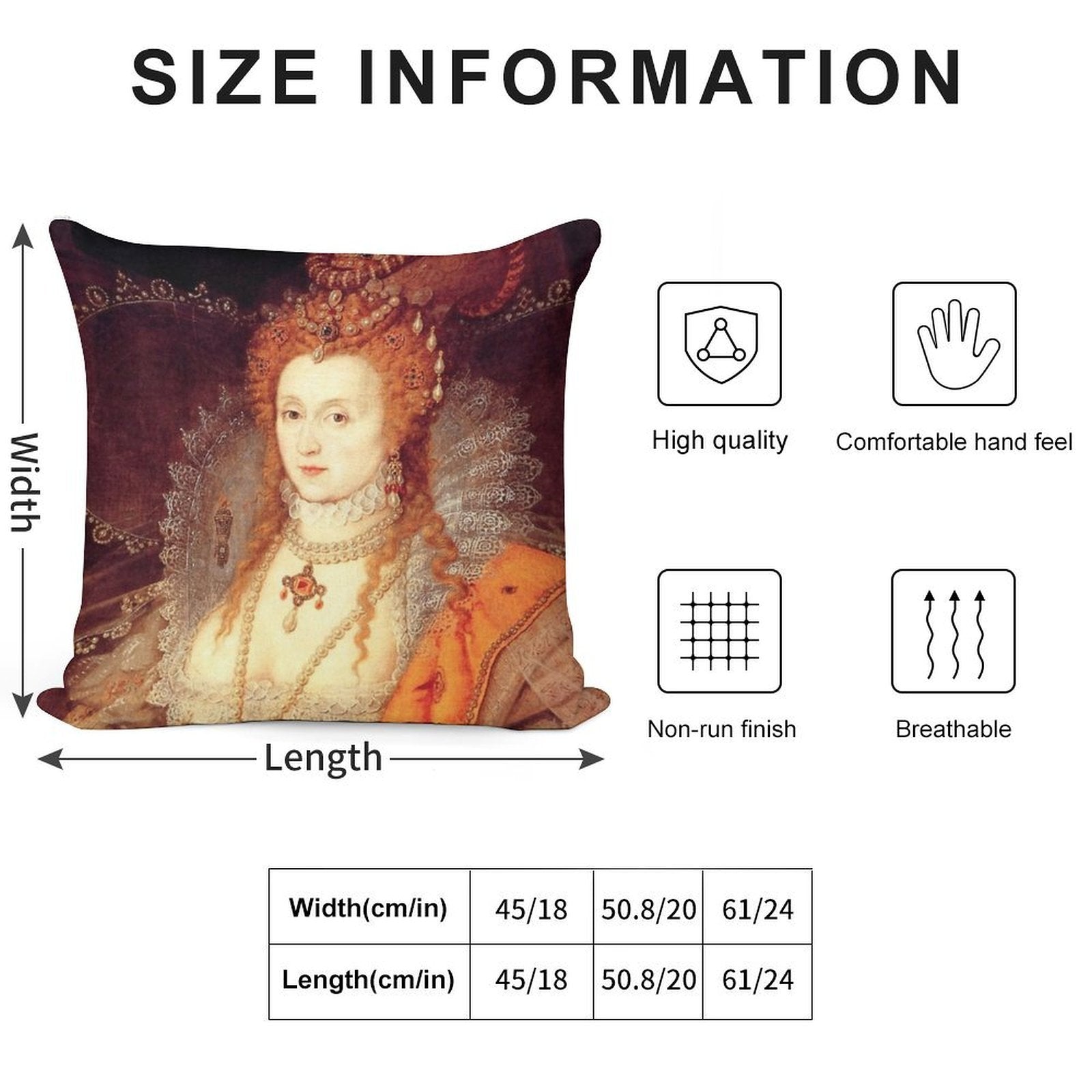 Elizabeth I Portrait Soft Easy Maintenance Throw Pillow