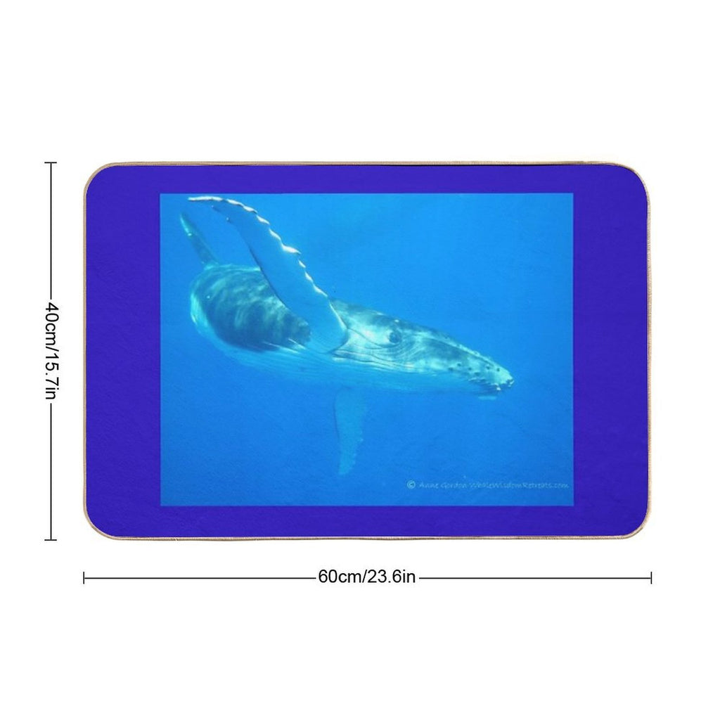'Flying' Humpback Whale Calf - Moorea 2023  Toxin-Free Bath Mat
