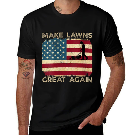 Womens Make Lawns Great Again Funny Lawn Mower Dad Gardener Funny  Wrinkle-resistant T-Shirt