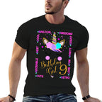 9th Unicorn Birthday Girl Nine Years Old Kids  Trendy Pattern T-Shirt