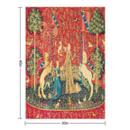 LADY AND UNICORN Taste, Red Green Fantasy Flowers,Animals Multi-functional Throw Blanket
