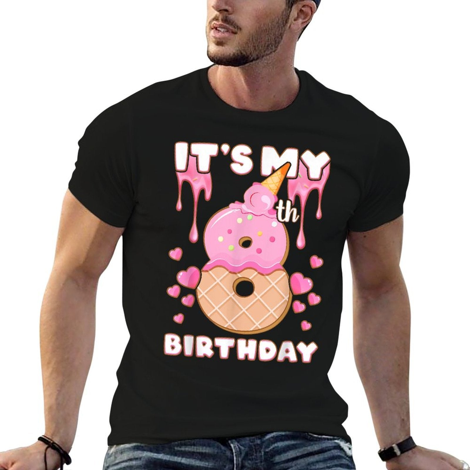 Birthday, Girl 8 Years, Ice Cream, It's My 8th Birthday  Eco-friendly Material T-Shirt