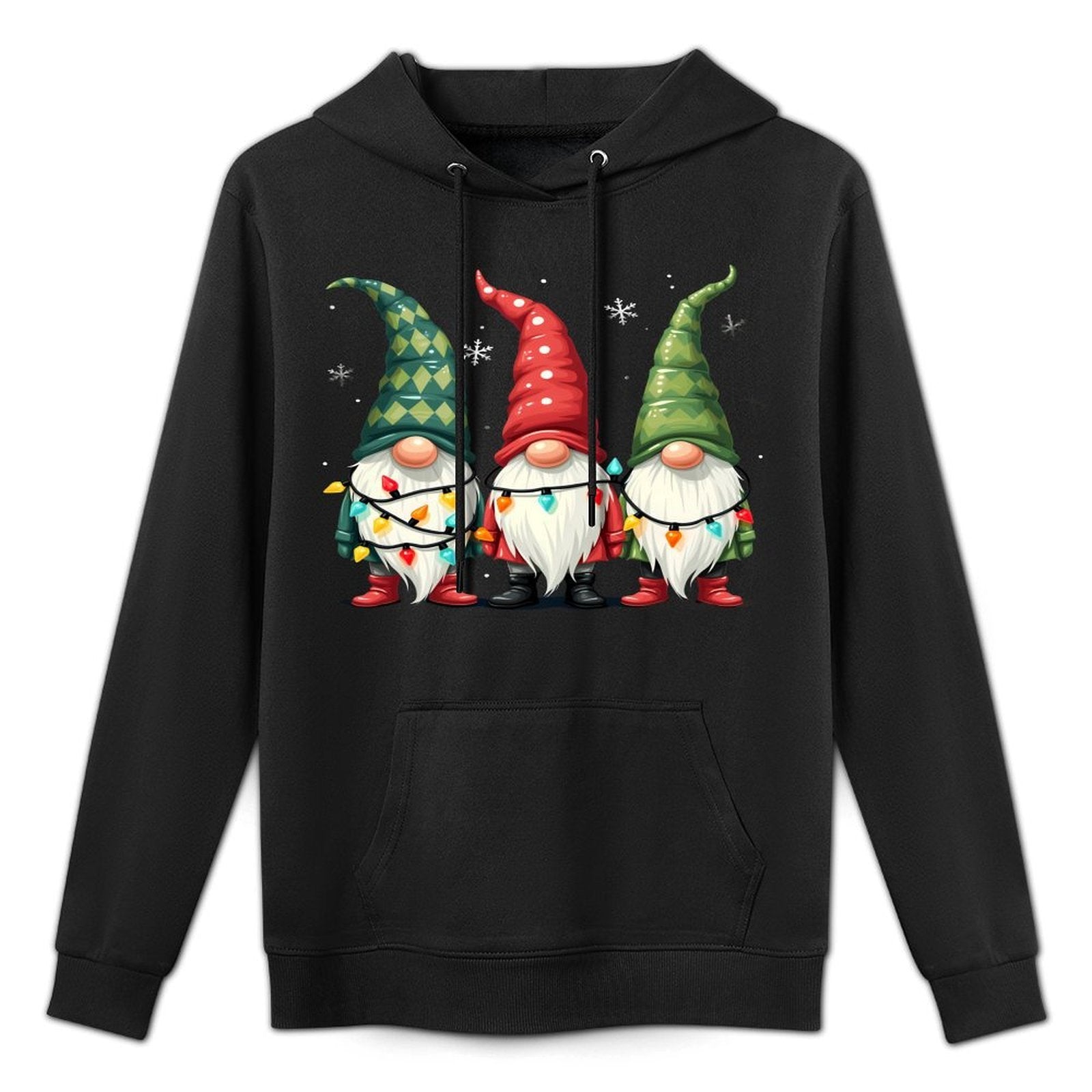 Christmas Gnomes With Festive Lights Winter Wonderland Shrink-Resistant Hoodie