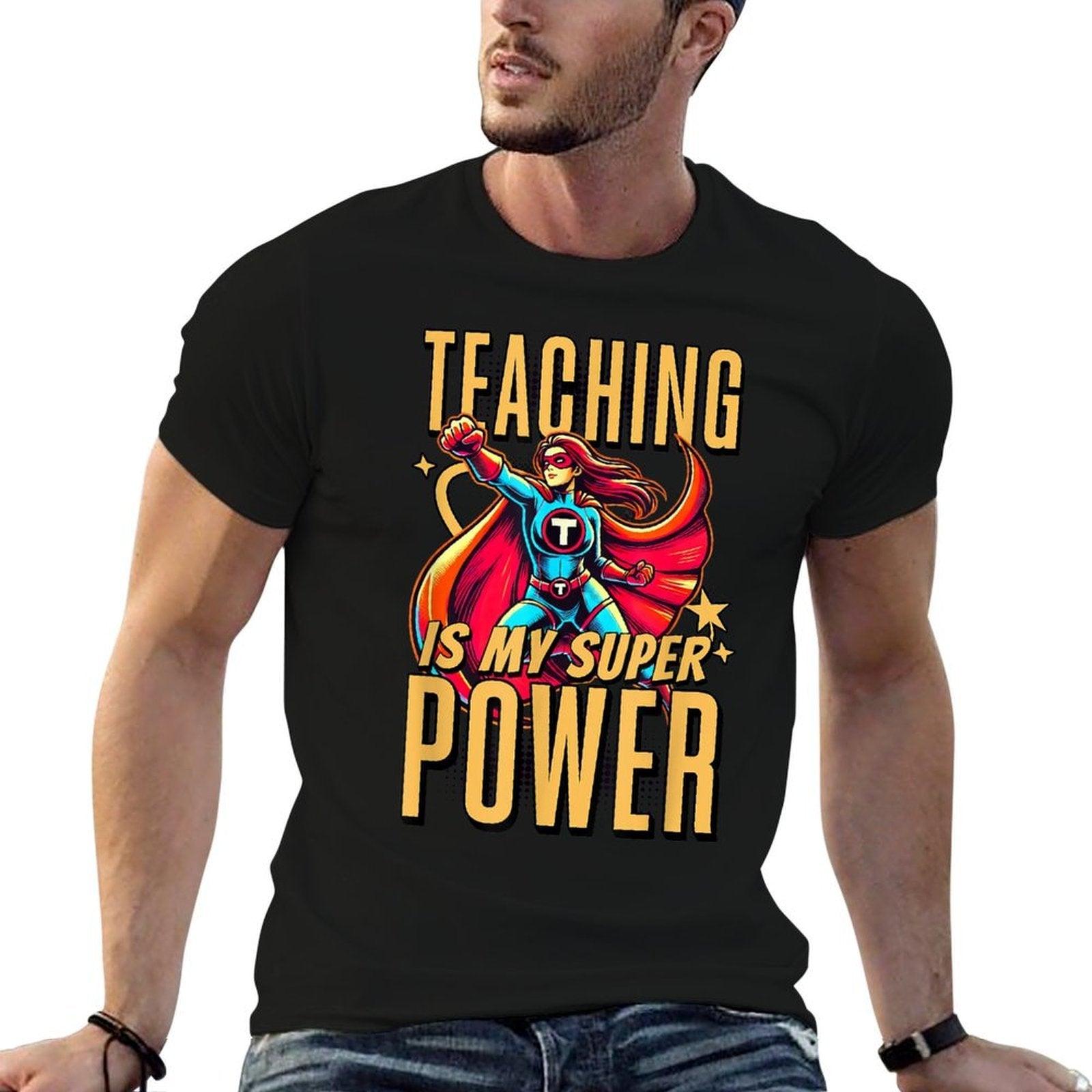 Teaching Is My Super Power - Superhero Teacher Men Women Kids  Versatile T-Shirt