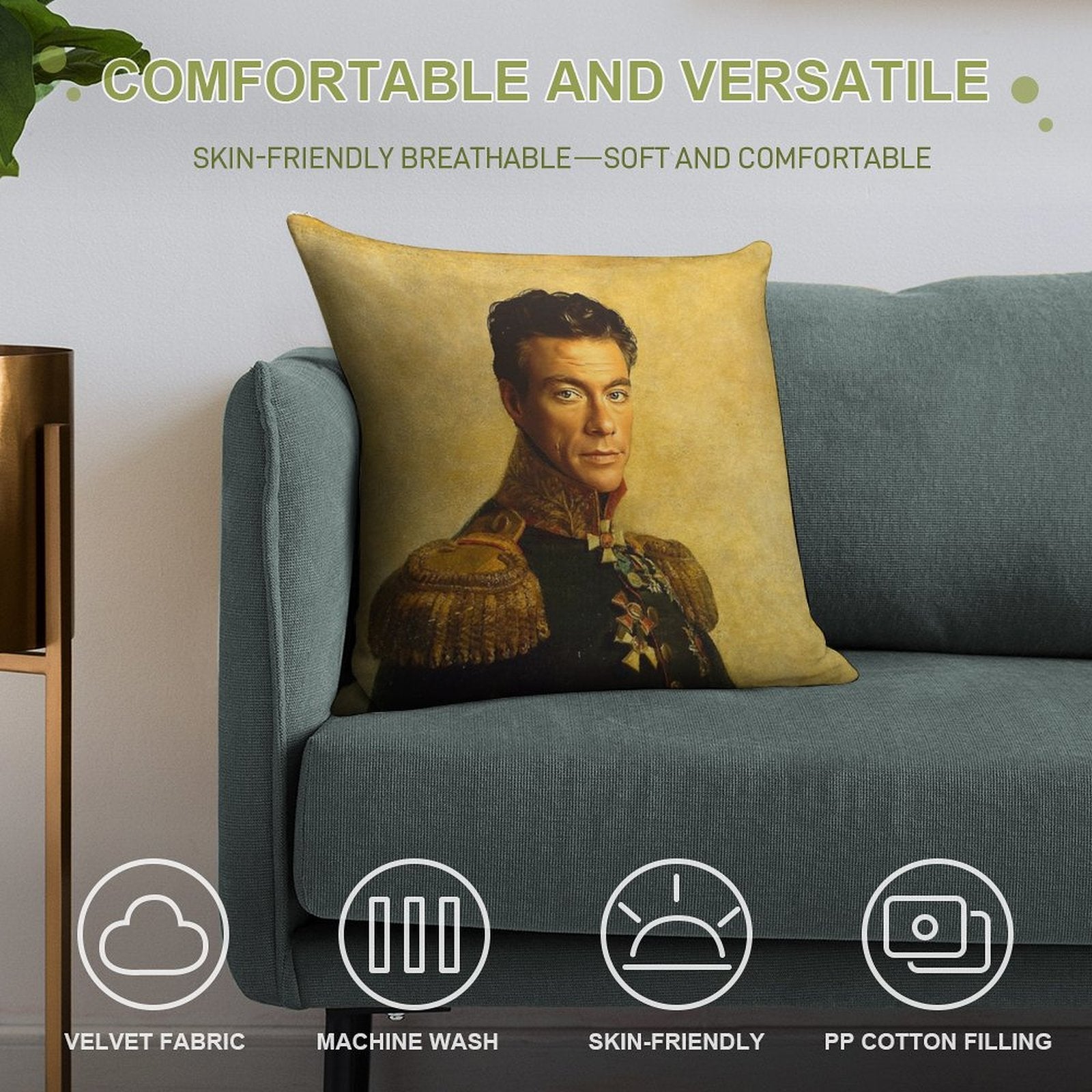 Jean-Claude Van Damme - Replaceface Soft Ultra-Soft Texture Throw Pillow