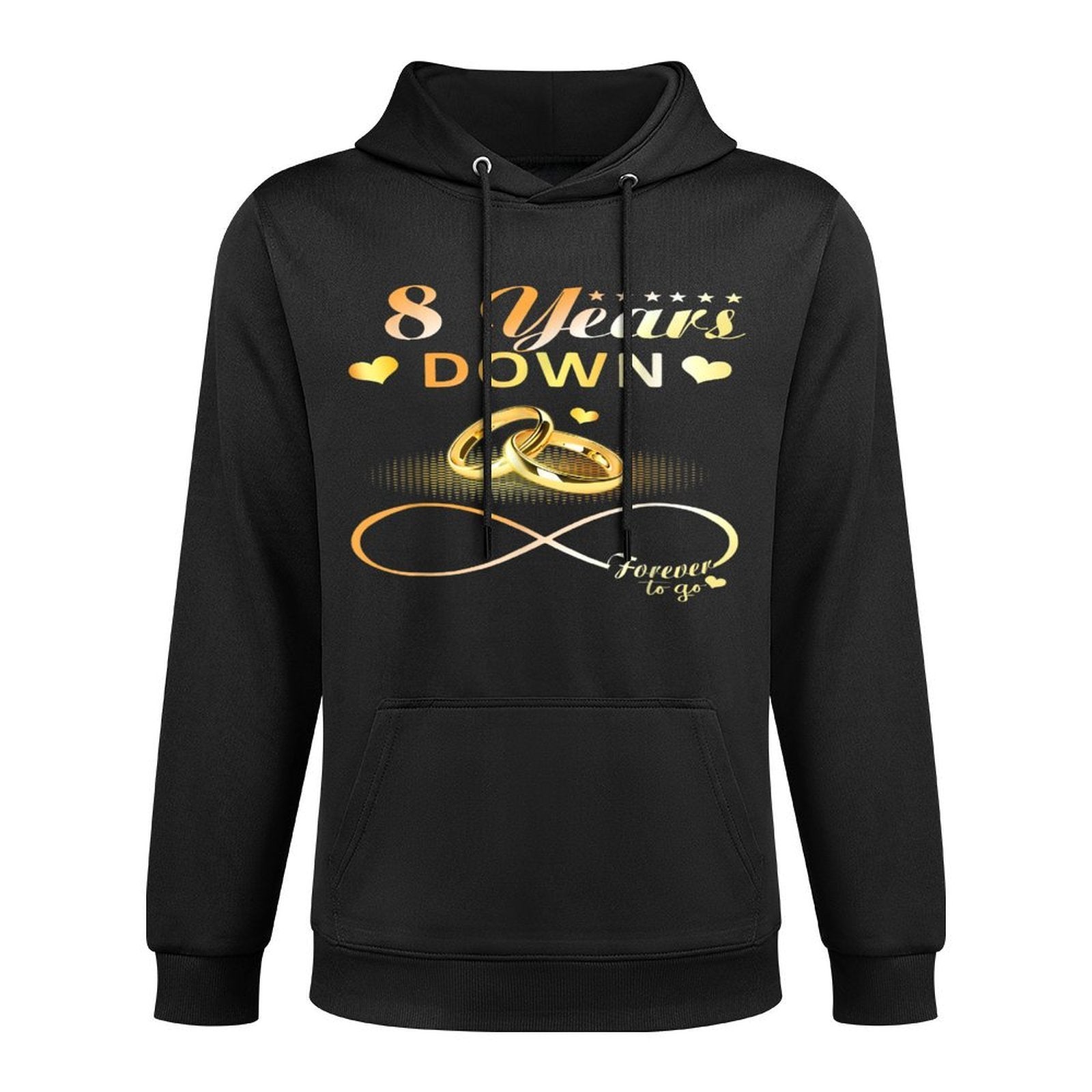 8 Years Down Forever to Go Couple 8th Wedding Anniversary Medium-Weight Fabric Hoodie