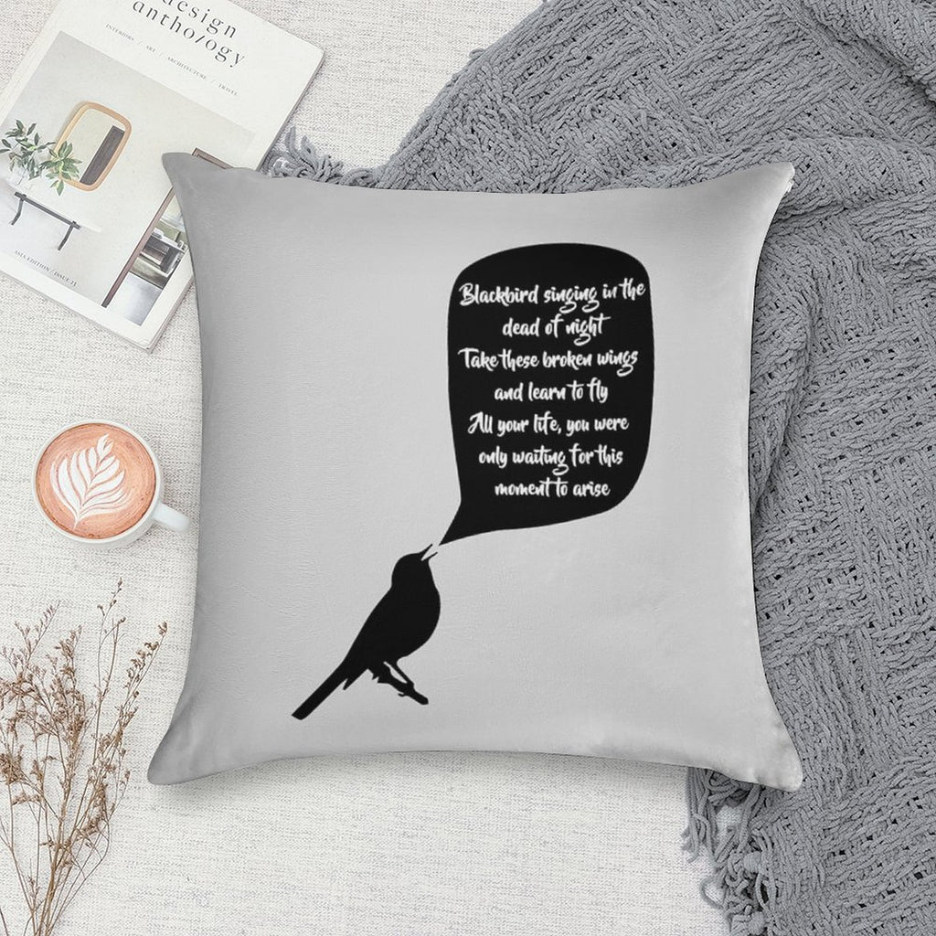 Blackbird Soft Short Plush Fabric Throw Pillow