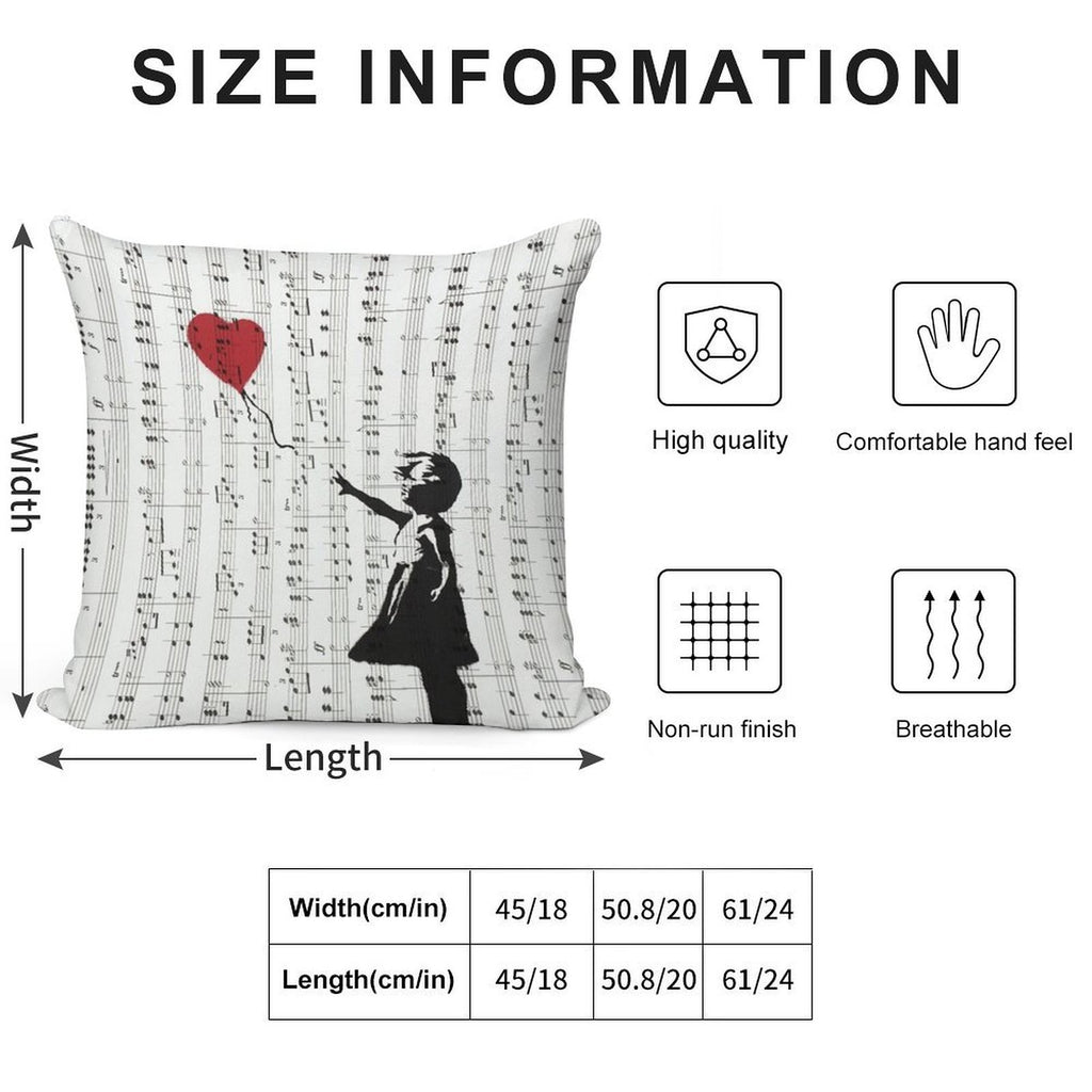 Girl With A Red Balloon by Banksy, Contemporary Street Art Soft Bedroom Essential Throw Pillow