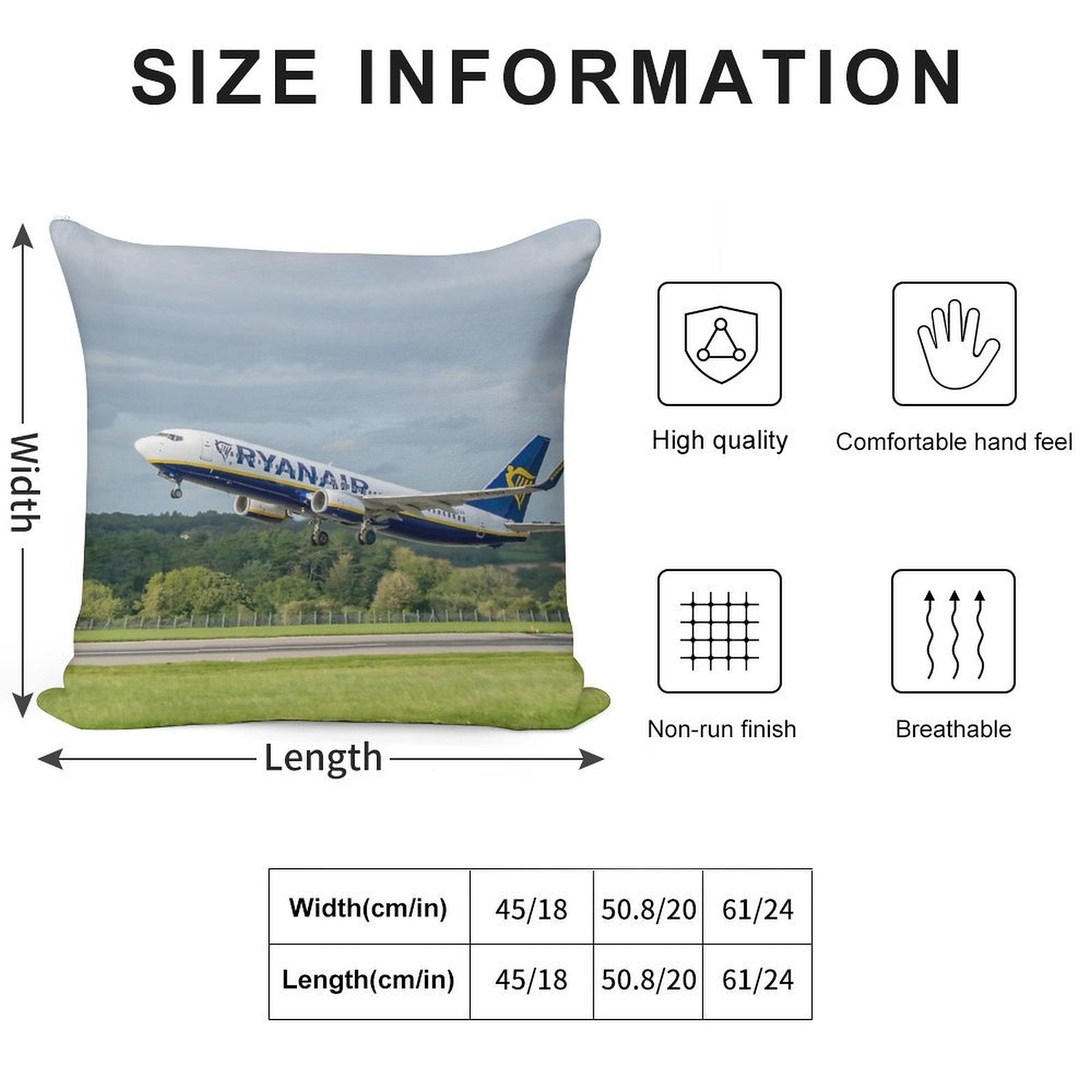 Ryanair Boeing 737-8AS Soft Shrink-Resistant Throw Pillow