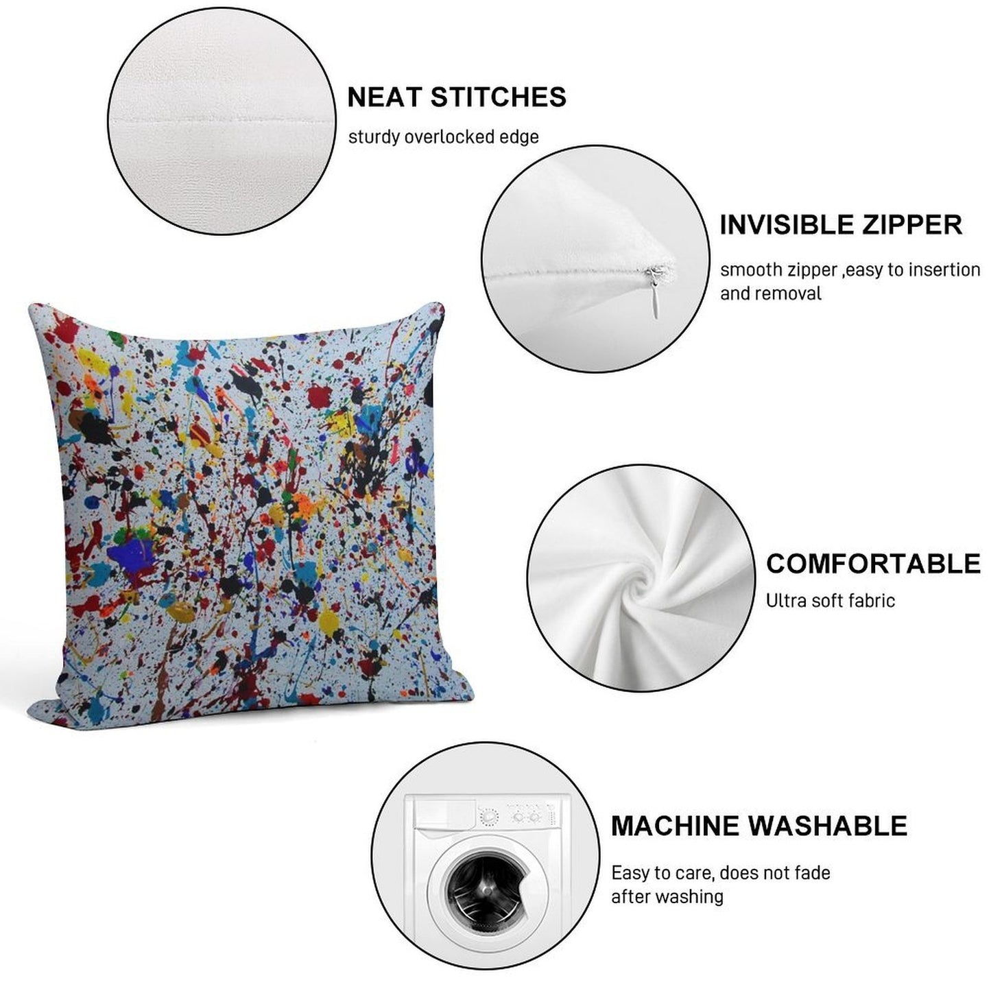 Splatter Paint Soft Multiple Sizes Throw Pillow