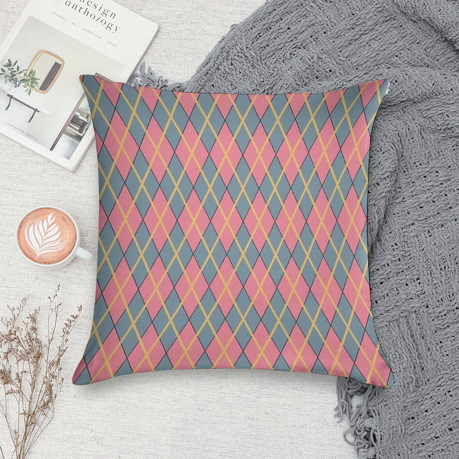 Howl's Argyle Soft Hidden Zipper Throw Pillow