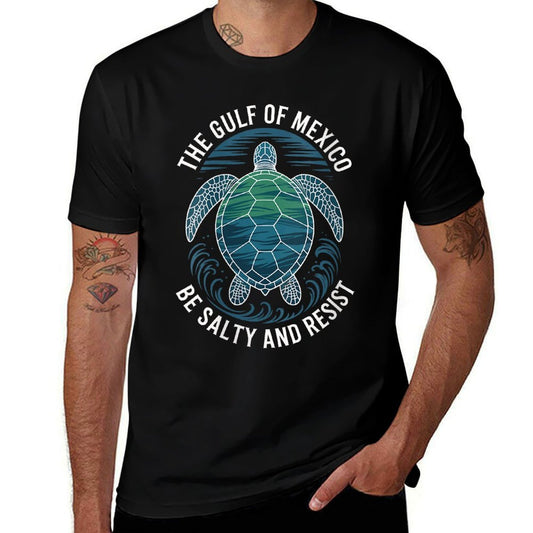 Womens Gulf of Mexico Sea Turtle  Tribal Ocean Be Salty And Resist  Lightweight T-Shirt