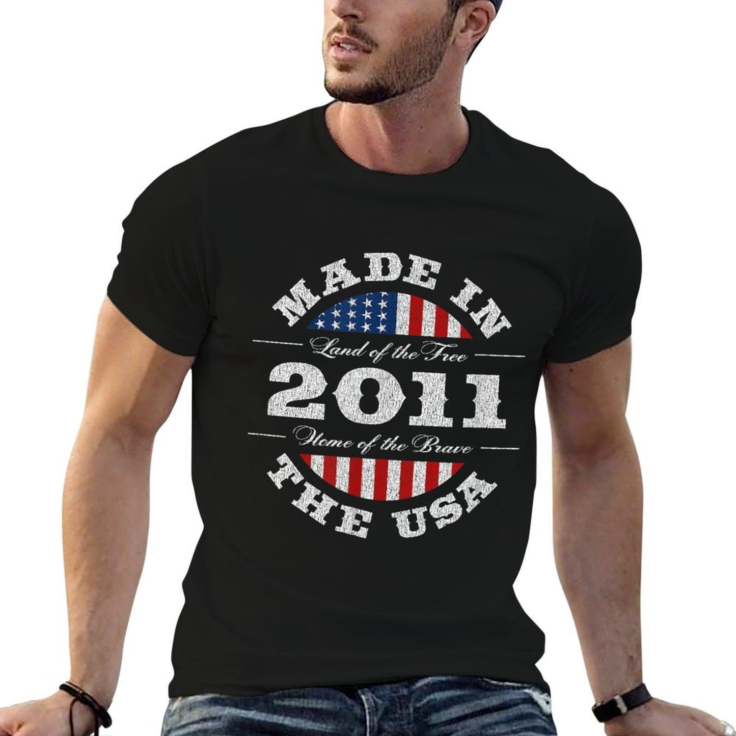 14 Year Old Patriotic American USA 2011 14th Birthday  Wrinkle-resistant T-Shirt
