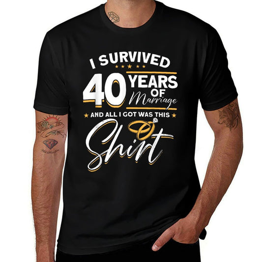 40th Wedding Anniversary, 40 Years Married, Husband & Wife  High-quality Stitching T-Shirt