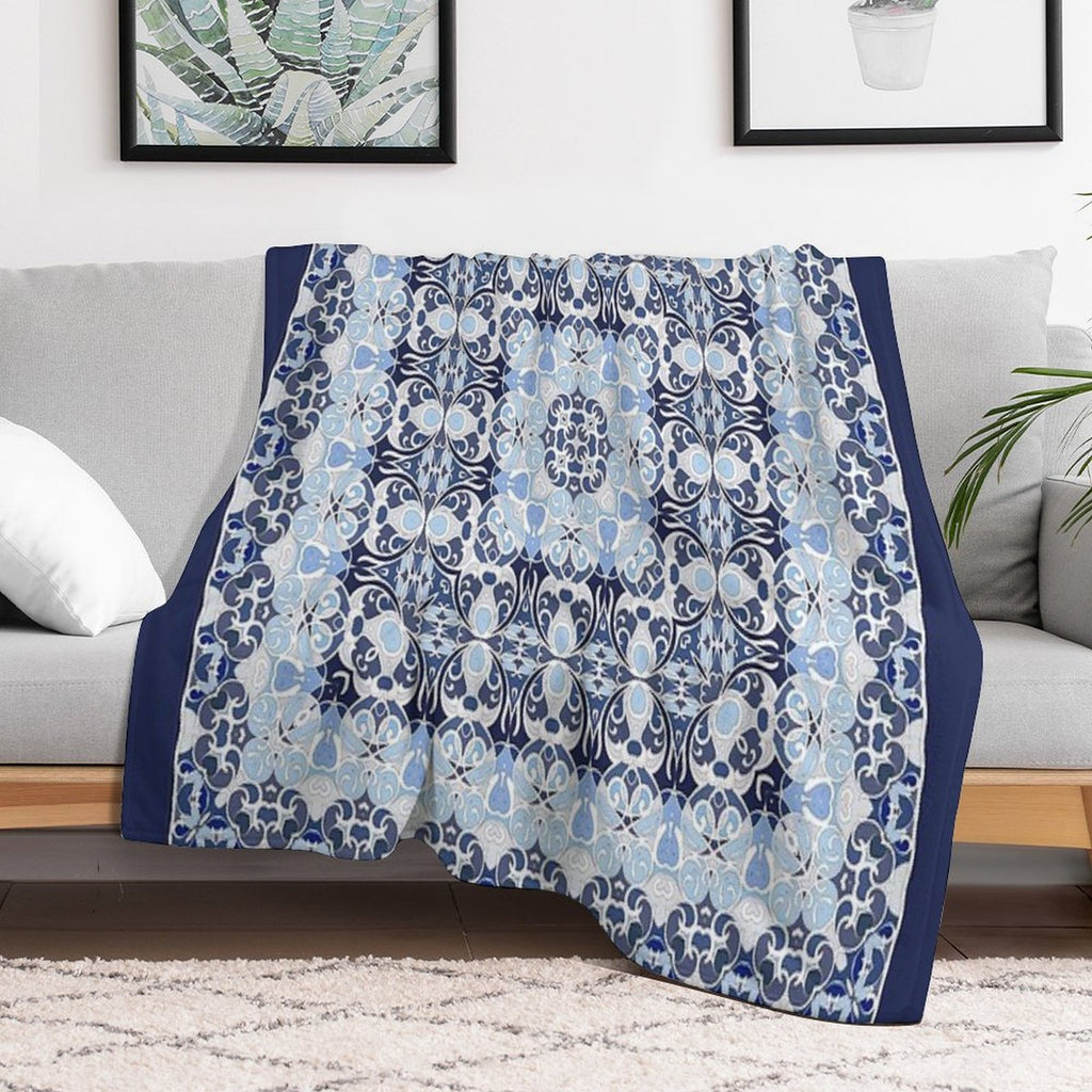 Arabic Ornate Square Pattern Velvety-soft Throw Blanket