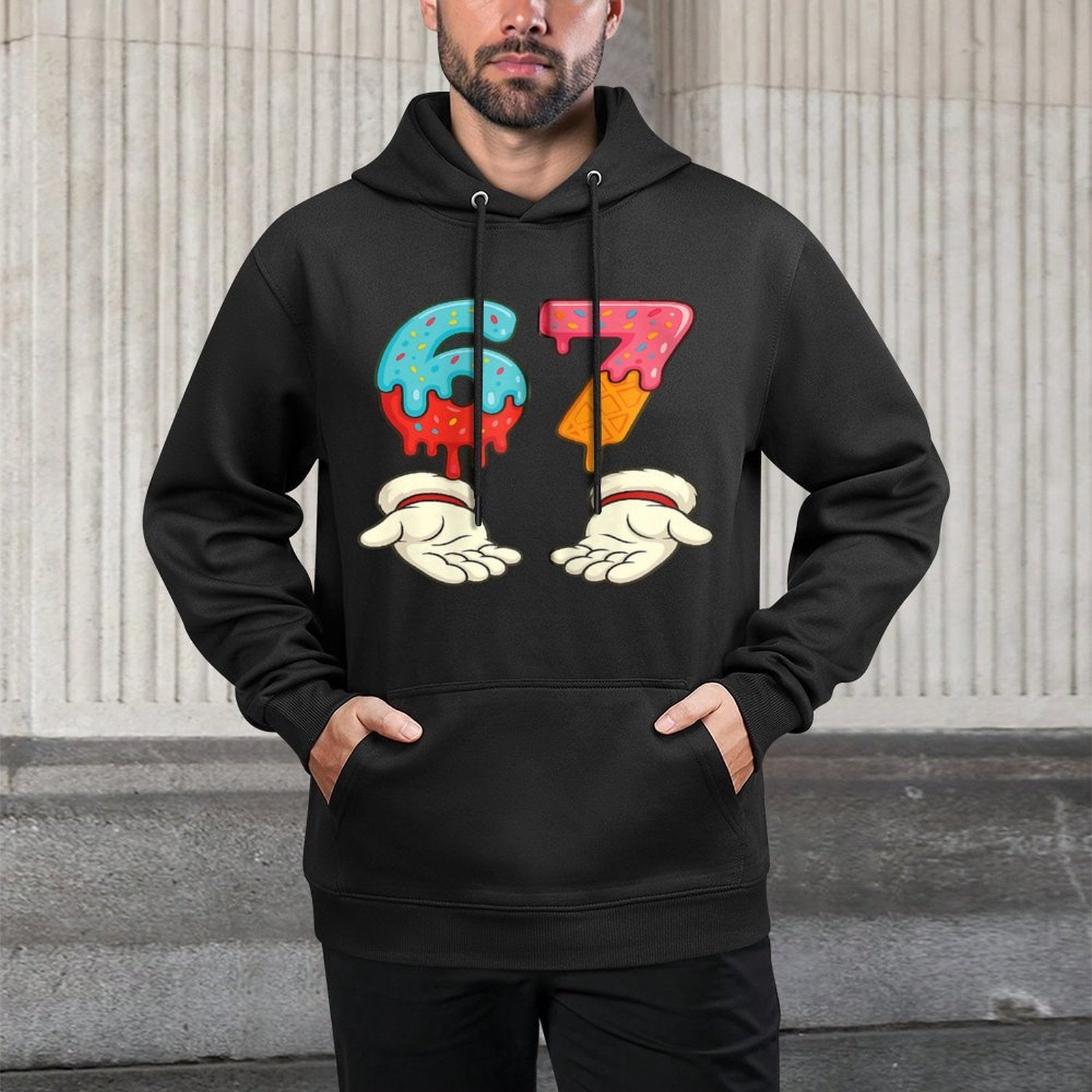 Funny Six Seven 6 7 Meme Christmas Ice Cream Drip Xmas Santa Zip Shrink-Resistant Hoodie