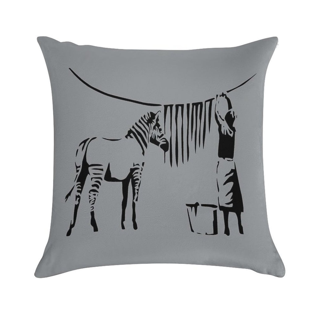 Banksy Zebra Soft Hidden Zipper Throw Pillow